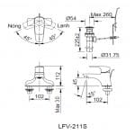 Vòi Chậu Nóng Lạnh Inax LFV-211S Chậu 3 Lỗ