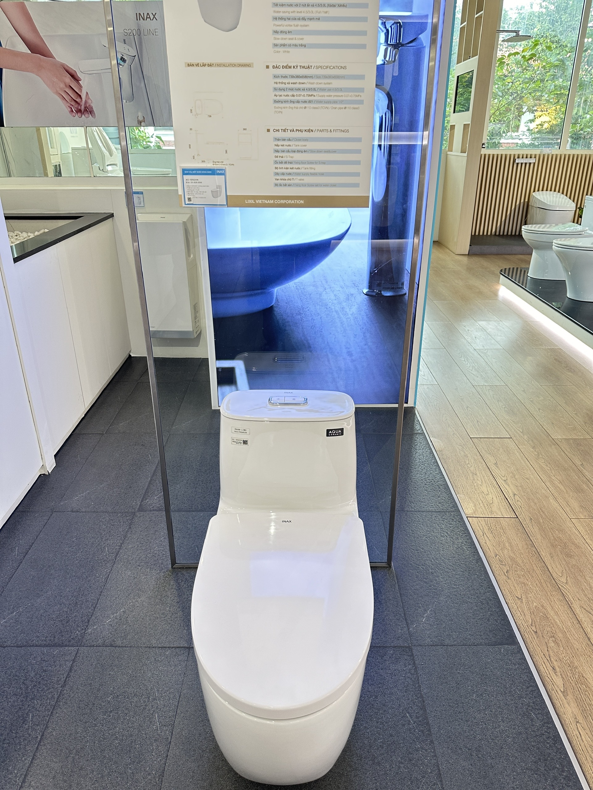 Thiết bị vệ sinh cao cấp chính hãng giá rẻ 2022 Bồn Cầu INAX AC-1052VN (AC1052VN) 1 Khối Aqua Ceramic - Ảnh 5