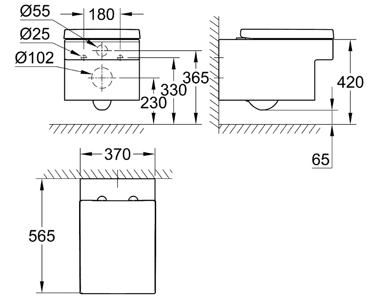 Thiết bị vệ sinh cao cấp chính hãng giá rẻ 2022 THÂN BỒN CẦU TREO TƯỜNG GROHE 39244000 - Ảnh 2