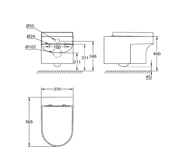 Thiết bị vệ sinh cao cấp chính hãng giá rẻ 2022 THÂN BỒN CẦU TREO TƯỜNG GROHE 39296000 - Ảnh 2
