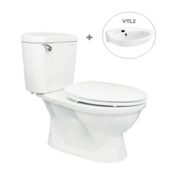 Bồn Cầu Viglacera 2 Khối VI77 Kèm Lavabo VTL2