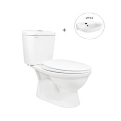 Bồn Cầu Viglacera 2 Khối VI88 Nắp Thường Kèm Lavabo VLT2