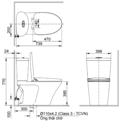 Bản vẽ bồn cầu INAX AC-700VAN