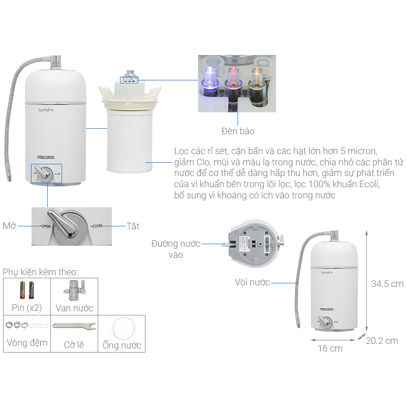 Thông tin kĩ thuật Máy Lọc Nước Uống STIEBEL ELTRON Fountain 7S (Silver Grey) 7 Cấp Lọc