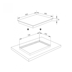 Bản vẽ bếp gas Malloca AS 9403B 2 vùng nấu