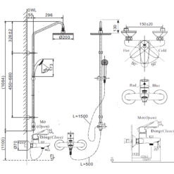 Bản vẽ vòi sen tắm cây INAX BFV-1115S-3C