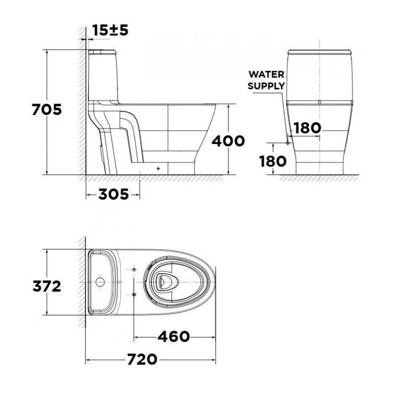 Bản vẽ kỹ thuật bồn cầu American Standard VF-1862SW nắp rửa cơ