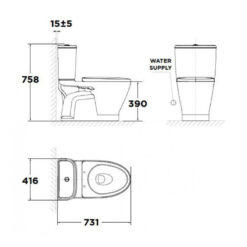 Bản vẽ kỹ thuật bồn cầu American Standard VF-2162SW nắp rửa cơ