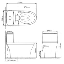 Bản vẽ kỹ thuật bồn cầu American Standard WP-1880SW nắp rửa cơ