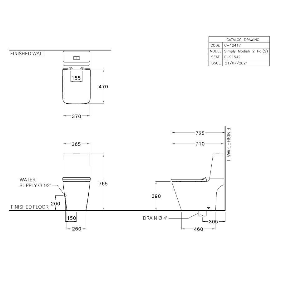 Thiết bị vệ sinh cao cấp chính hãng giá rẻ 2022 BỒN CẦU 2 KHỐI COTTO C12417 - Ảnh 2