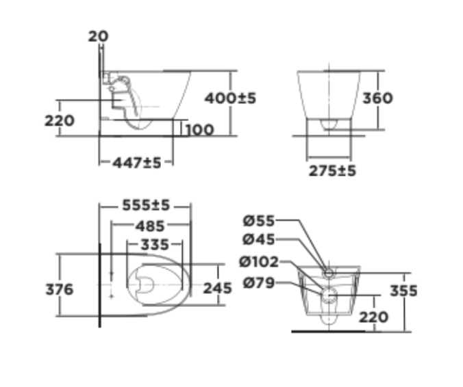 Thiết bị vệ sinh cao cấp chính hãng giá rẻ 2022 BỒN CẦU TREO TƯỜNG AMERICAN STANDARD VF-3119E - Ảnh 2