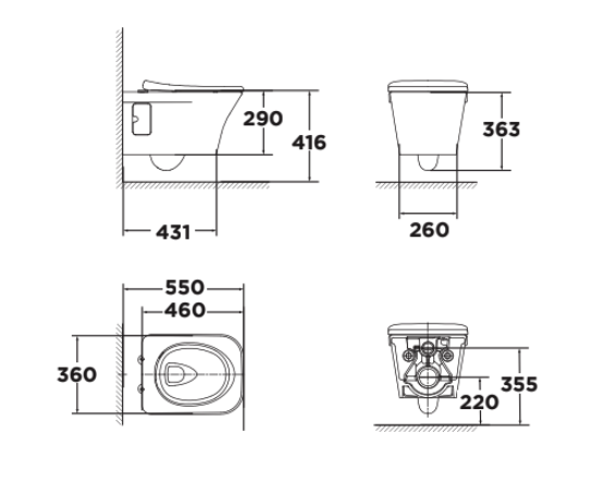 Thiết bị vệ sinh cao cấp chính hãng giá rẻ 2022 BỒN CẦU TREO TƯỜNG AMERICAN STANDARD WP-2131 - Ảnh 3