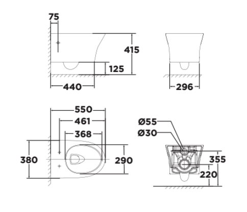 Thiết bị vệ sinh cao cấp chính hãng giá rẻ 2022 BỒN CẦU TREO TƯỜNG AMERICAN STANDARD WP-2140 - Ảnh 2