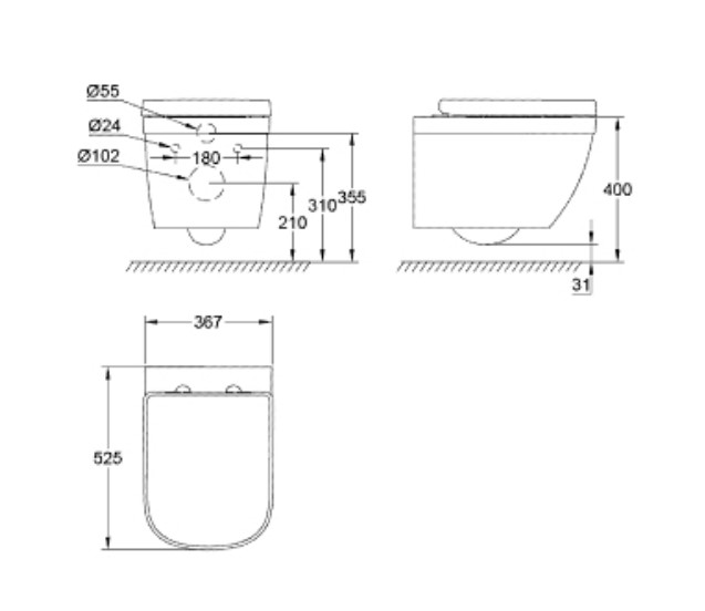 Thiết bị vệ sinh cao cấp chính hãng giá rẻ 2022 THÂN BỒN CẦU TREO TƯỜNG GROHE 39205000 - Ảnh 2