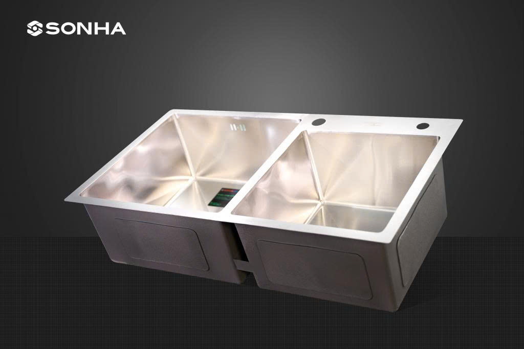 Thiết bị vệ sinh cao cấp chính hãng giá rẻ 2022 CHẬU RỬA CHÉN 2 HỘC SƠN HÀ HM.X.2C.82.2.3 - Ảnh 3