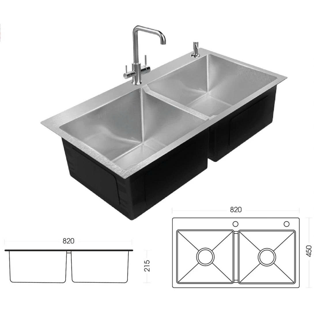 Thiết bị vệ sinh cao cấp chính hãng giá rẻ 2022 CHẬU RỬA CHÉN 2 HỘC SƠN HÀ HM.X.2C.82.2.3 - Ảnh 2