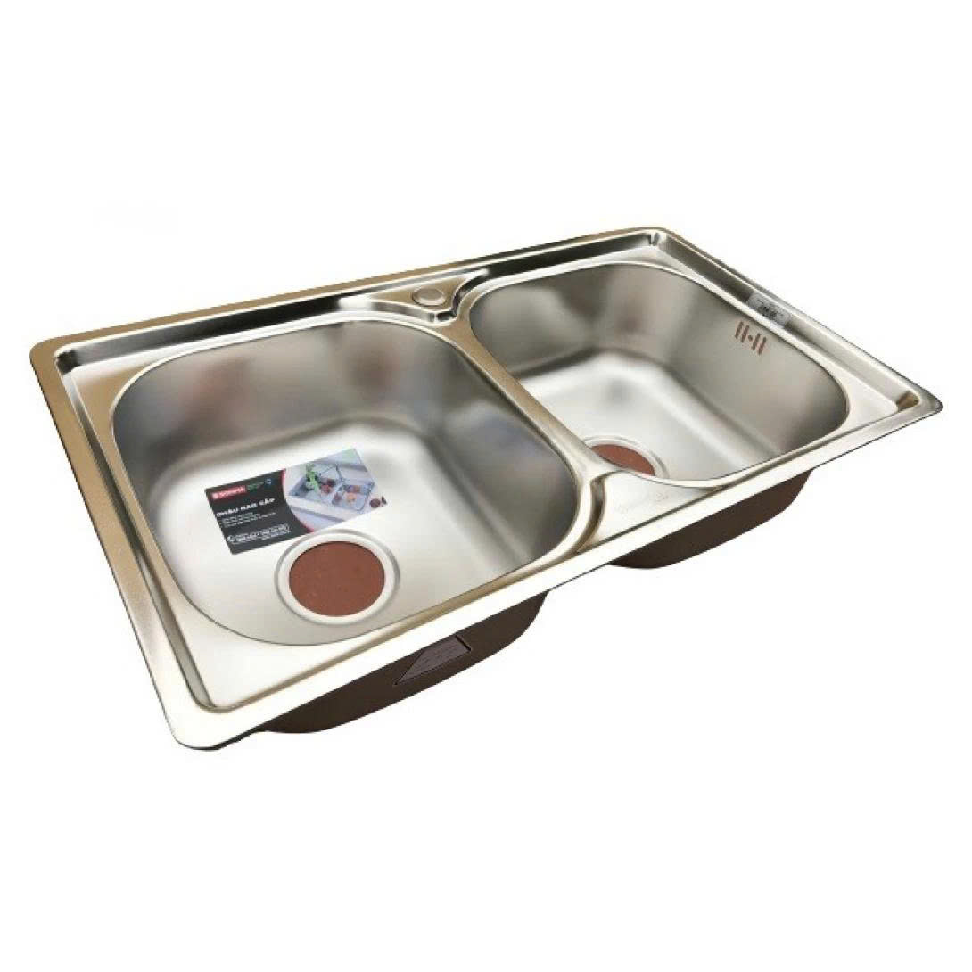 Thiết bị vệ sinh cao cấp chính hãng giá rẻ 2022 CHẬU RỬA CHÉN 2 HỘC SƠN HÀ S76S - Ảnh 2