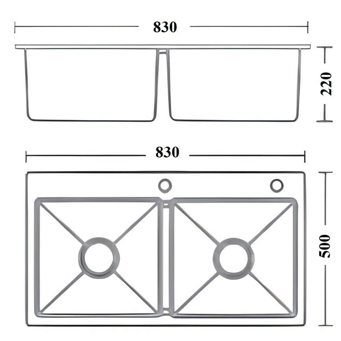 Thiết bị vệ sinh cao cấp chính hãng giá rẻ 2022 CHẬU RỬA CHÉN 2 HỘC SƠN HÀ SHG8350S - Ảnh 2