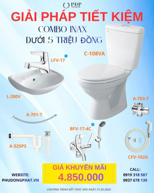 Thiết bị vệ sinh cao cấp chính hãng giá rẻ 2022 COMBO PHÒNG TẮM TIẾT KIỆM INAX