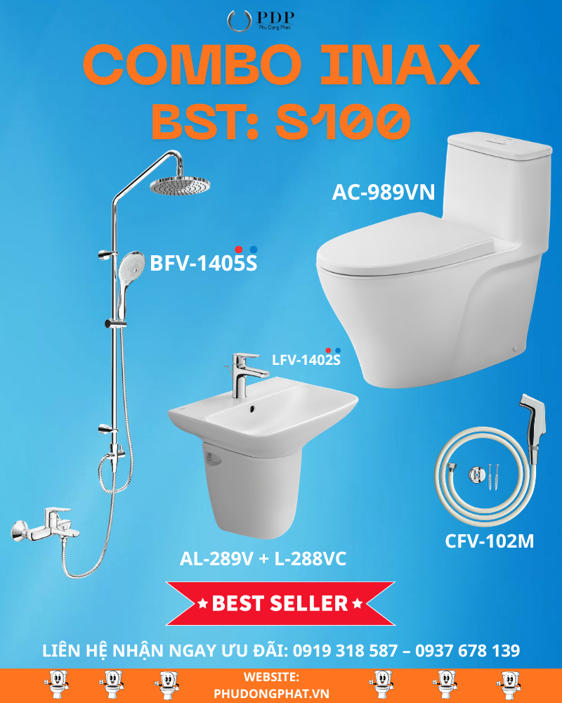 Thiết bị vệ sinh cao cấp chính hãng giá rẻ 2022 COMBO INAX S100