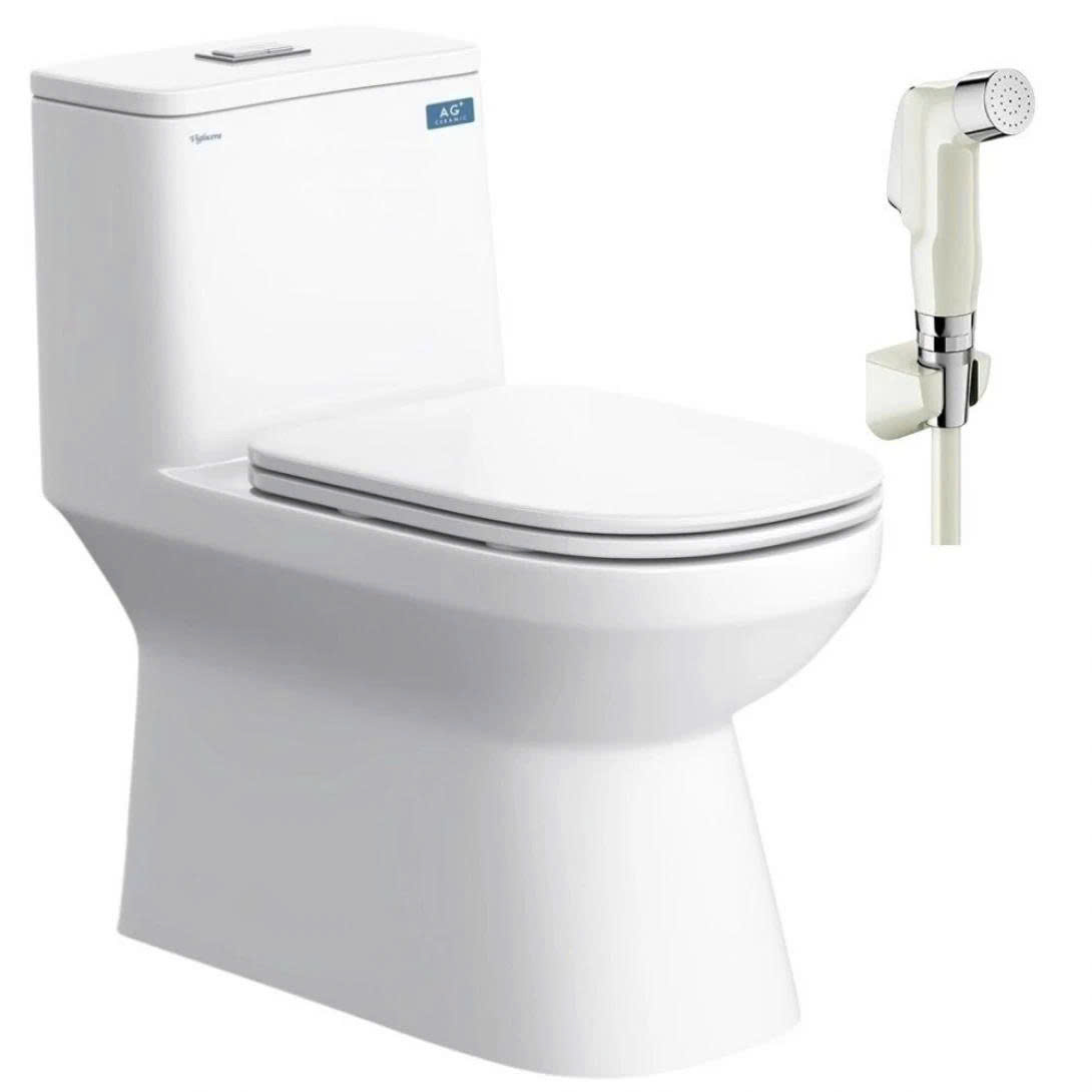 Thiết bị vệ sinh cao cấp chính hãng giá rẻ 2022 BỒN CẦU 1 KHỐI KÈM VÒI XỊT VIGLACERA V816 (NẮP ÊM)