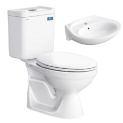 BỒN CẦU 2 KHỐI KÈM CHẬU RỬA TREO TƯỜNG VIGLACERA VT18M (NẮP ÊM)