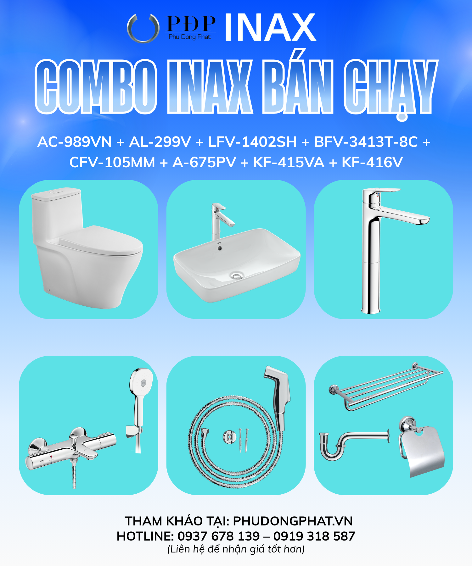 Thiết bị vệ sinh cao cấp chính hãng giá rẻ 2022 COMBO PHÒNG TẮM BÁN CHẠY INAX