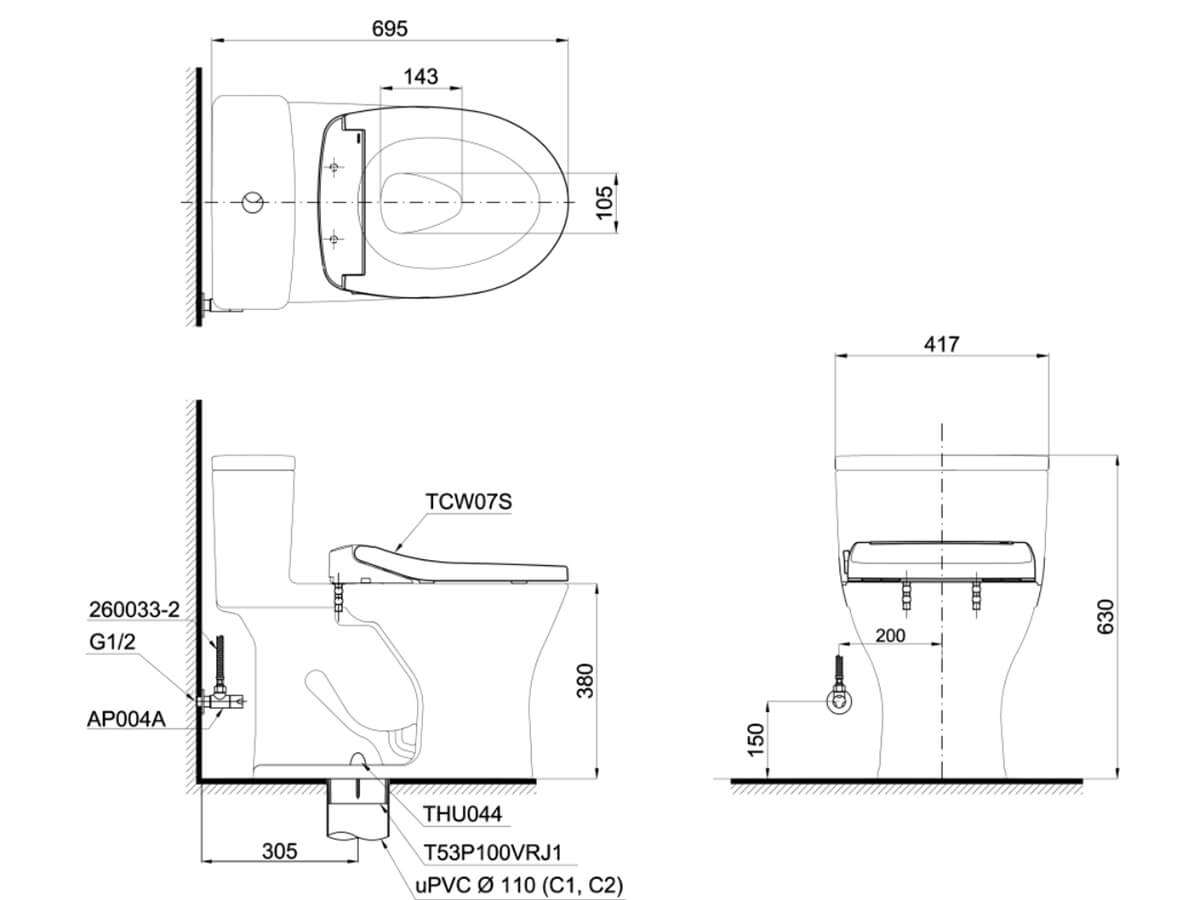 Thiết bị vệ sinh cao cấp chính hãng giá rẻ 2022 Bồn Cầu ToTo 1 Khối Nắp Rửa Cơ MS855DE2 - Ảnh 2