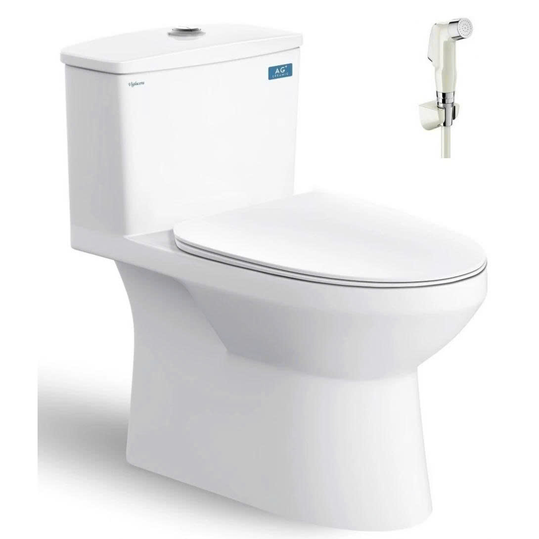Thiết bị vệ sinh cao cấp chính hãng giá rẻ 2022 BỒN CẦU 1 KHỐI KÈM VÒI XỊT VIGLACERA V811