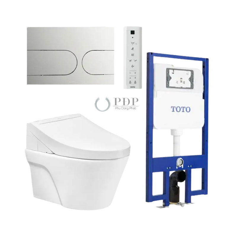 Thiết bị vệ sinh cao cấp chính hãng giá rẻ 2022 Bồn Cầu Treo Tường Nắp Điện Tử TOTO CW822REA TCF24460AAA WH172AT TCA465 MB175M#SS