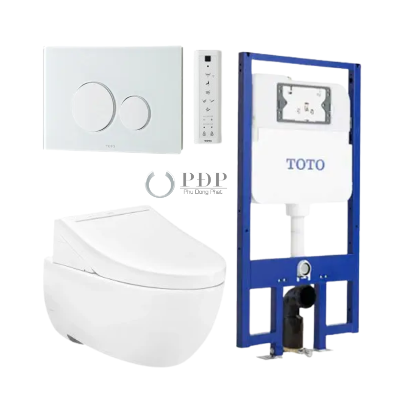 Thiết bị vệ sinh cao cấp chính hãng giá rẻ 2022 Bồn Cầu Treo Tường Nắp Điện Tử TOTO CW812REA/TCF24460AAA/WH172AT/TCA465/MB176G#WH