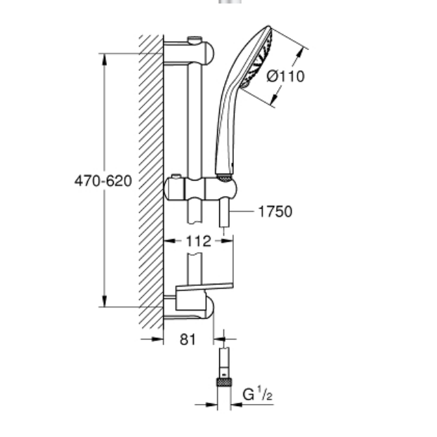 Thiết bị vệ sinh cao cấp chính hãng giá rẻ 2022 BỘ TAY SEN VÀ THANH TRƯỢT GROHE 27230001 - Ảnh 2
