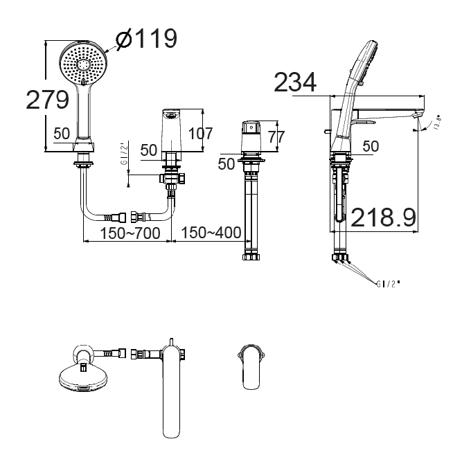 Thiết bị vệ sinh cao cấp chính hãng giá rẻ 2022 bản vẽ kĩ thuật vòi xả bồn tắm American WF-1M00