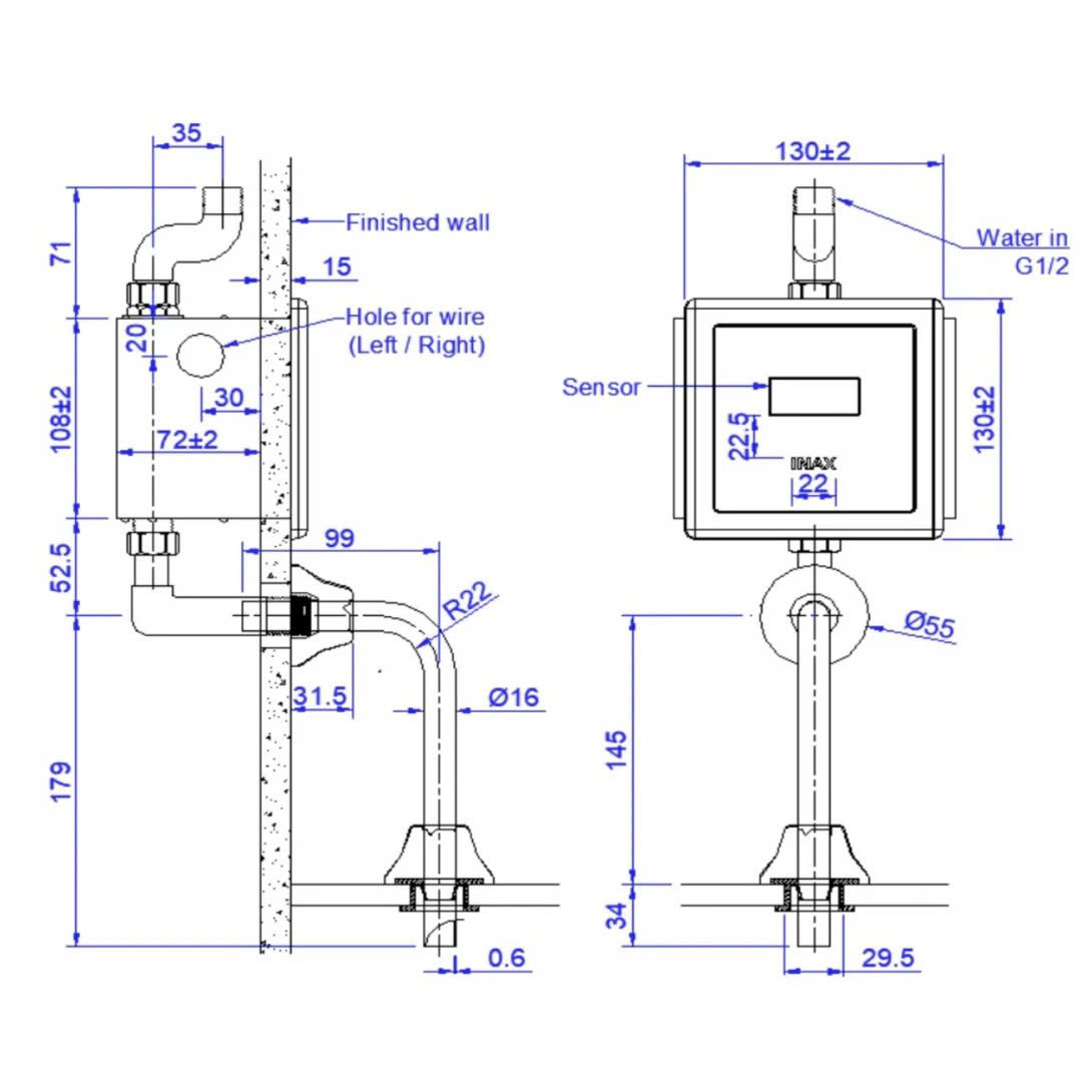 Thiết bị vệ sinh cao cấp chính hãng giá rẻ 2022 VAN XẢ TIỂU CẢM ỨNG INAX OKUV-30SM-0.5 - Ảnh 2