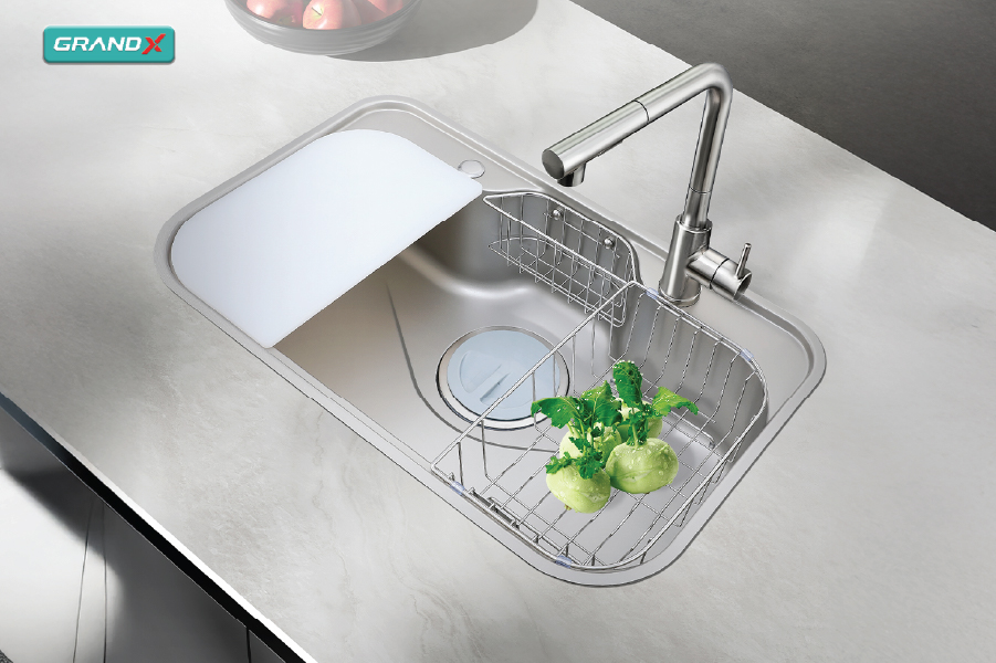 Thiết bị vệ sinh cao cấp chính hãng giá rẻ 2022 CHẬU RỬA CHÉN 1 HỘC GRAND X GX7848JP - Ảnh 2