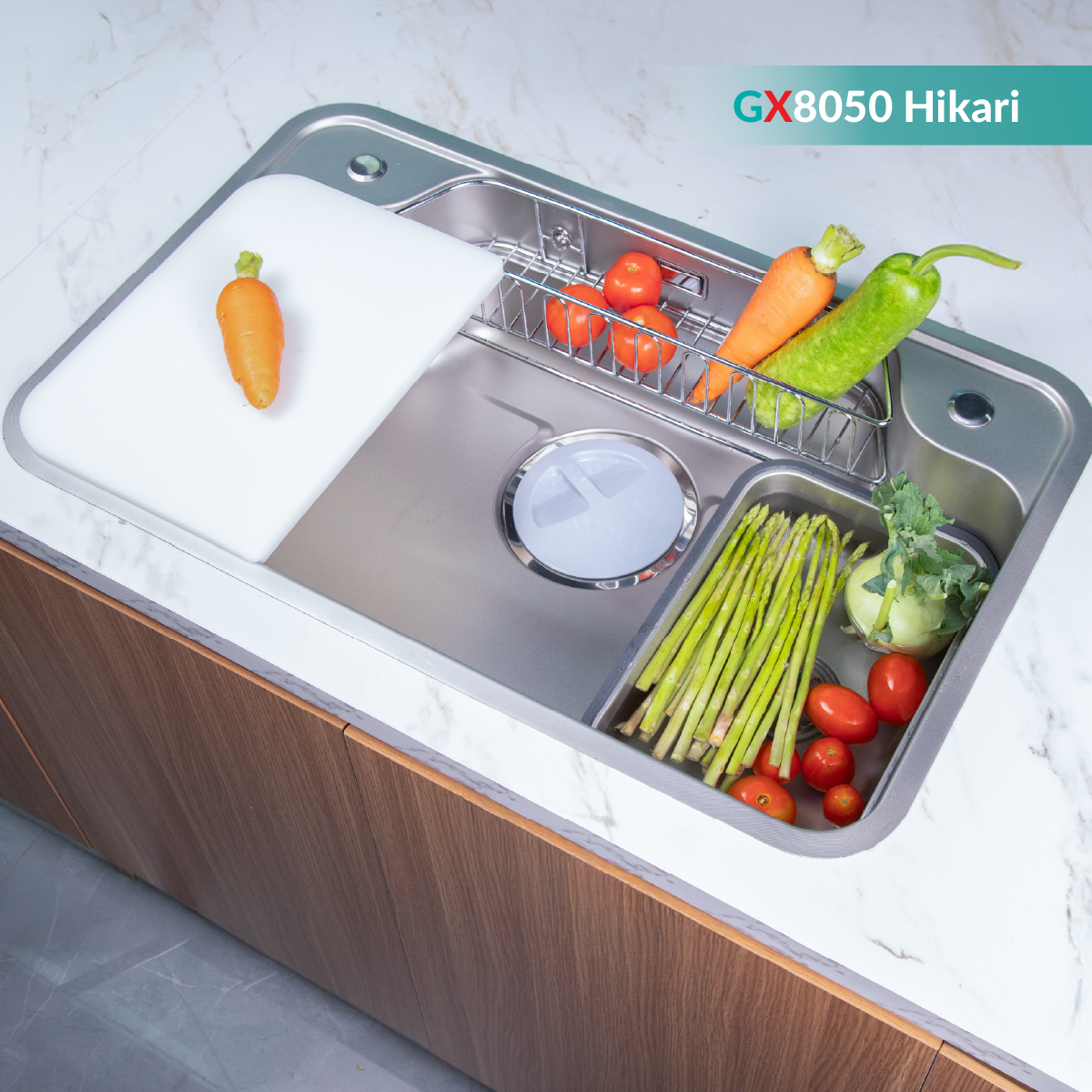 Thiết bị vệ sinh cao cấp chính hãng giá rẻ 2022 CHẬU RỬA CHÉN 1 HỘC GRAND X GX8050JP - Ảnh 3