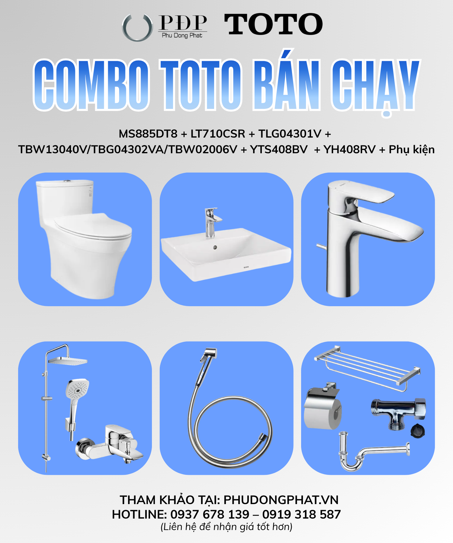 Thiết bị vệ sinh cao cấp chính hãng giá rẻ 2022 COMBO PHÒNG TẮM TOTO BÁN CHẠY