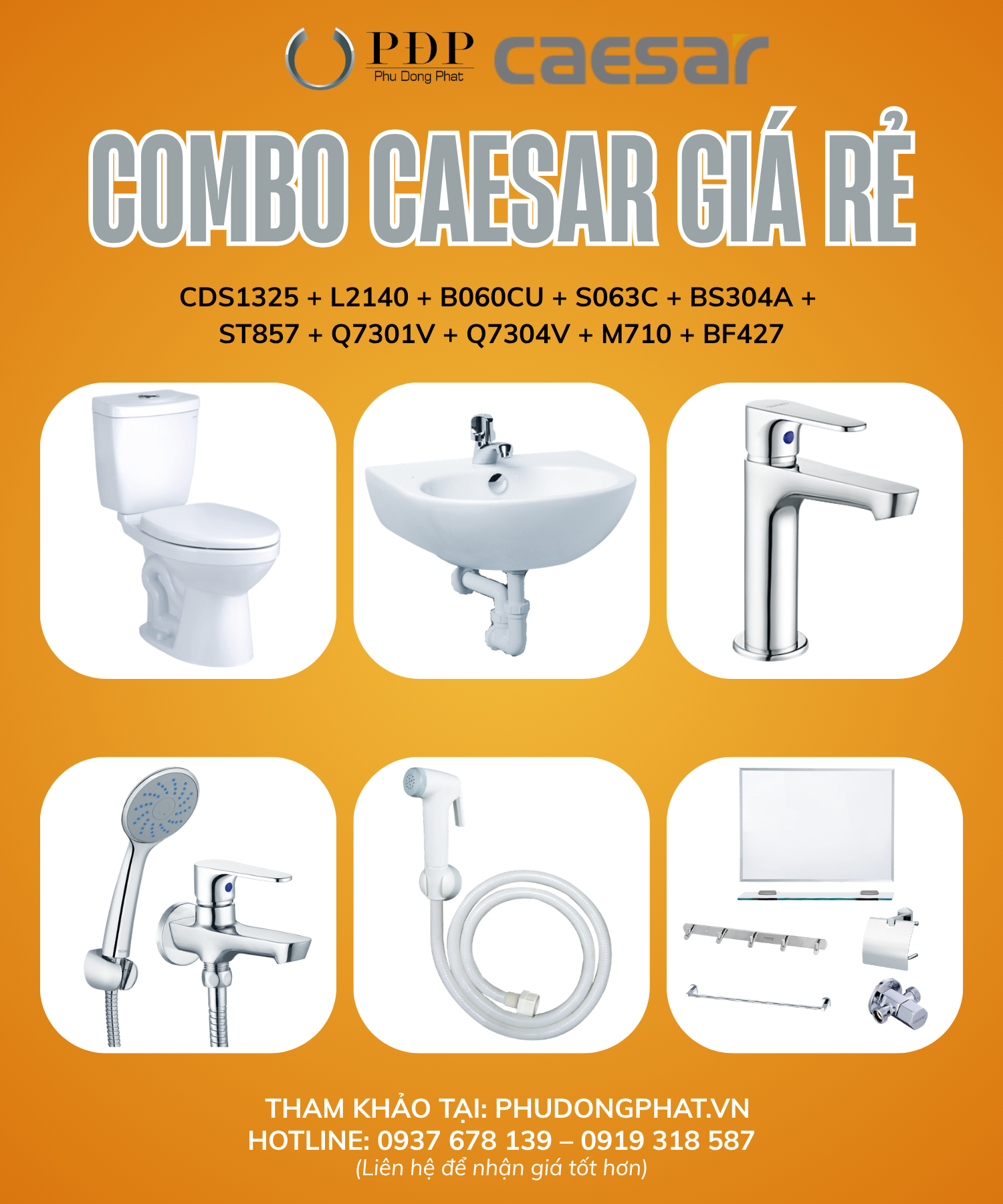 Thiết bị vệ sinh cao cấp chính hãng giá rẻ 2022 COMBO PHÒNG TẮM CAESAR GIÁ RẺ