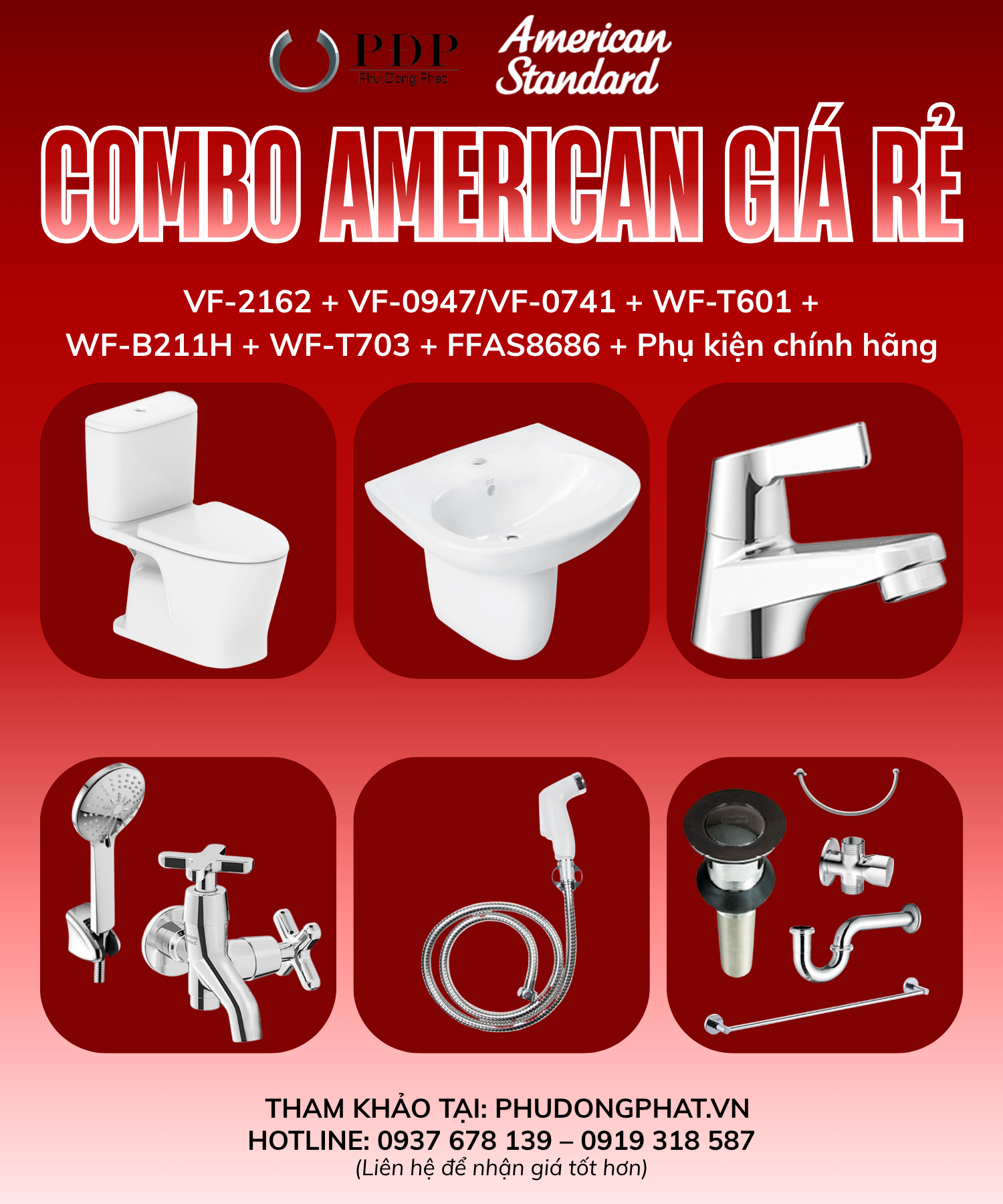 Thiết bị vệ sinh cao cấp chính hãng giá rẻ 2022 COMBO PHÒNG TẮM AMERICAN STANDARD GIÁ RẺ